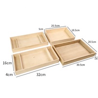 Plateau de service rectangulaire en bois de haute qualité avec cinq compartiments au design unique, finition laquée sculptée et design personnalisé