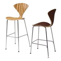 Tabouret de bar commercial moderne en contreplaqué de noyer pour salons, hôtels et centres commerciaux