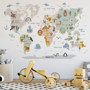 Decorazione della stanza dei bambini autoadesiva cartone animato animale 3d <span class=keywords><strong>mappa</strong></span> <span class=keywords><strong>del</strong></span> <span class=keywords><strong>mondo</strong></span> adesivi murali - Product Image 4