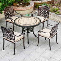 Meubles de restaurant d'extérieur résistants aux intempéries Ensembles de tables de patio Table et chaise de jardin en fonte d'aluminium