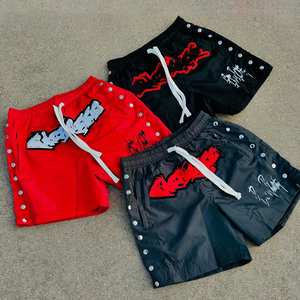 <b>Nylon</b> <b>Shorts</b> Manufacturer Custom Embroidery Chenille Summer Side Button Windbreaker <b>Shorts</b> For Men - Product Image 1