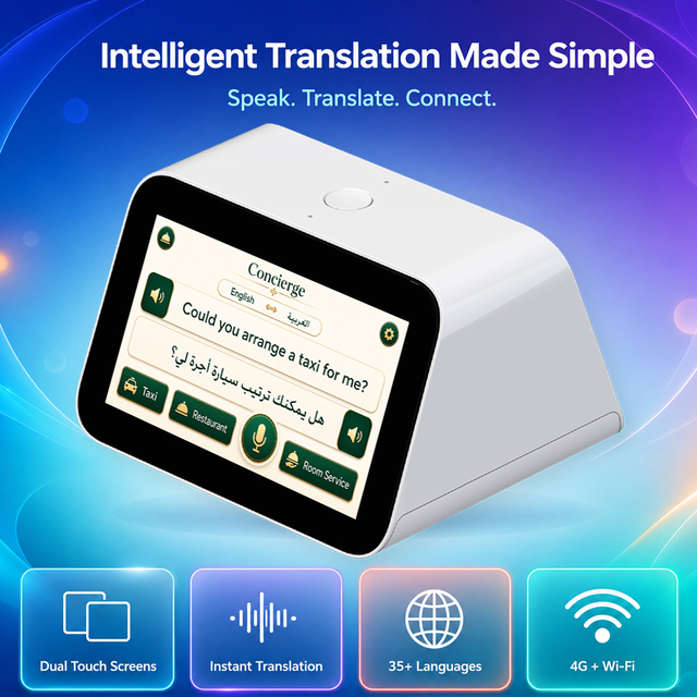 Electronic Language Translator 5 Inch Dual Screen AI Speech Translation Equipment with 4G WiFi for International Travelers