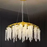 Lustre Carré Moderne en Aluminium de Luxe Léger Hullxine avec Pompons en Cristal et LED, Contrôle Sans Fil, Suspension Domestique, Style Italien