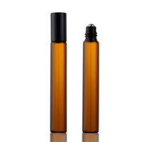 Rouleau de parfum rond noir clair de luxe ambré 10ml 1/3 oz sur bouteille en verre avec bouteille à rouleau en métal pour huile essentielle de parfum