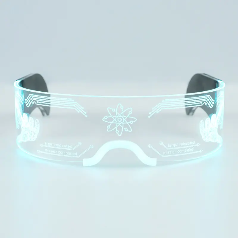 Passive Komponenten Bildschirm auf Glaskuppel mit Basis leuchten alles Gute zum Geburtstag Auge LED-Brille