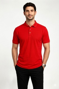 Premium 100% red <b>Combed</b> Cotton Pique Polo T-Shirt – Breathable 220 GSM Classic Fit - Product Image 1