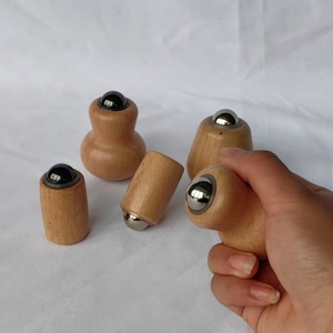 Edelstahl-Kugel-Wärmemassageroller mit Holzgriff, Kürbisform, Jade für das Gesicht, Musikfunktion - Product Image 1