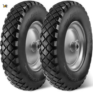 Roue de brouette anti-crevaison de 16 pouces, pleine, avec moyeu central de 3 pouces et tige de 3/4 pouce, avec graisseur, pour équipement de manutention - Product Image 2