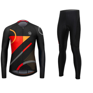 Ensemble de cyclisme pour hommes, maillot à manches longues avec pantalon à bretelles, Spandex, Polyester, évacuation de la transpiration, respirant, séchage rapide, pour adultes, printemps automne - Product Image 2
