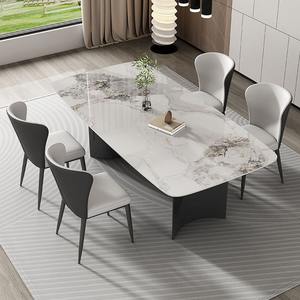 Table à manger rectangulaire <span class=keywords><strong>en</strong></span> dalle de roche de luxe italienne, style moderne simple, petite table à manger <span class=keywords><strong>pour</strong></span> appartement - Product Image 2