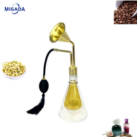 Botol Parfum Tester Aroma Terapi dengan Kepala Corong Kuningan Kaca Ganda, Pompa Panjang, dan Rumbai, untuk Menguji Aroma