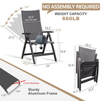 Chaise pliante moderne pour intérieur et extérieur, balcon, patio, véranda, jardin, pelouse, piscine, confortable, noire, pliable, portable, cosy