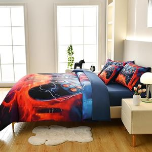 Douillette de voiture imprimée en 3d pour garçons et enfants, <span class=keywords><strong>drap</strong></span> de lit double régulier de 6 pièces, ensemble de literie pour manette de jeu - Product Image 4
