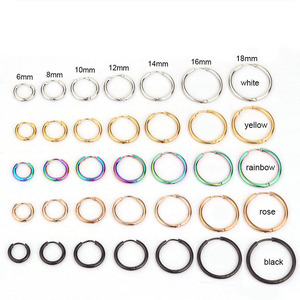 Rose Gold cầu vồng màu đen cổ điển hengsen thép không gỉ Vòng tròn không gây dị ứng Hoop Huggies Bông tai cho phụ nữ người đàn ông piercing - Product Image 2