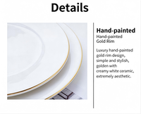Services de vaisselle en porcelaine à bord doré, réutilisables, compatibles lave-vaisselle, vaisselle de luxe pour la maison et la restauration