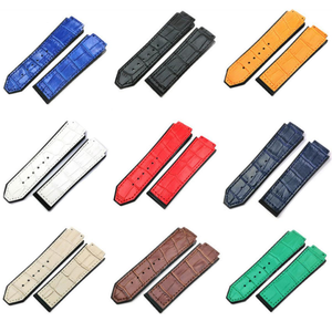 Correa de cuero para la serie <span class=keywords><strong>Hublot</strong></span> 19x25mm para hombres y mujeres Correa deportiva reemplazo Negro <span class=keywords><strong>Azul</strong></span> correa de reloj Accesorios - Product Image 2