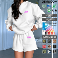 Ensemble sweat à capuche et short pour femme, tendance et décontracté, idéal pour le quotidien, personnalisable avec logo