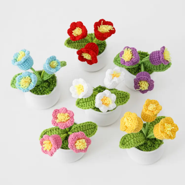 DIY Presentes de Natal Eterno Girassol Presentes Crochê Artificial Flor do Sol Decoração Crochê Animais Vasos Flores