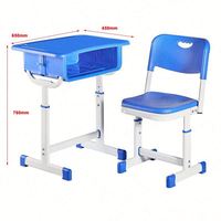 Bureau d'étudiant individuel avec cadre réglable en hauteur, surface de travail en plastique pour l'école, la salle de classe et les études