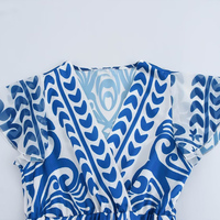 Robe courte d'été pour femmes, nouvelle mode imprimée, rétro, col en V, manches courtes, mini robe décontractée pour femmes