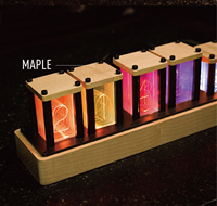 Kit jam tabung Nixie LED keren jam Digital kayu Maple kenari jam Semo cahaya meja tabung jam