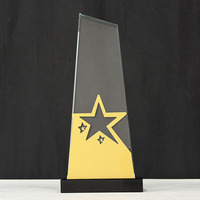 Trophée personnalisé en cristal avec plaque dorée en forme d'étoile MH-J007