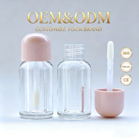 Nouveau tube vide pour brillant à lèvres, bouchon rond rose, flacon transparent, conteneur d'huile à lèvres, emballage cosmétique personnalisable, emballage plastique