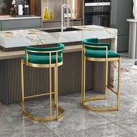 Tabouret de bar moderne de luxe, chaise haute pour îlot de cuisine, chaise de bar en métal doré