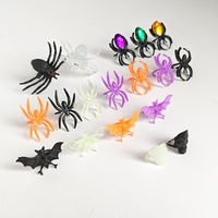 Vente directe usine Shantou – Bagues en plastique chauve-souris et araignée pour Halloween, styles variés, bijoux à thème horrifique, sans impression, qualité export