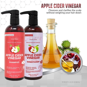 Juego de cuidado del cabello de 16 FLOZ/473 ML, hidratante, nutritivo, ácido de manzana, Vinagre, champú, acondicionador, queratina, rico en ácido salicílico - Product Image 2