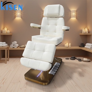 KISEN 3 Motor Electric Adjustable Beauty <b>Bed</b> Facial Lash Head Spa <b>Bed</b> Salon Furniture Facial Massage Table With Foot Control LED - Product Image 1