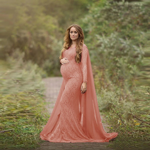 Sesiones DE FOTOS europeas y americanas de mujeres embarazadas, fotografía de manga larga, ropa de maternidad, <span class=keywords><strong>vestido</strong></span> de gasa fluido hasta el suelo - Product Image 3