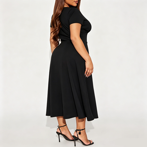 Vestido Midi de Fábrica al por Mayor, Talla Grande, Resistente a las Arrugas, Estilo Tubo, para Oficina, Manga Corta, <span class=keywords><strong>Ropa</strong></span> de Trabajo Profesional, OEM - Product Image 3