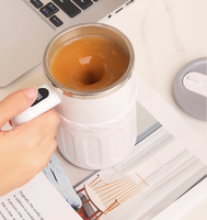 Mug à café multifonctionnel à agitation automatique avec affichage LED, poignée, couvercle en bois, doublure en acier inoxydable, tasse de voyage