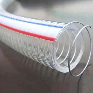 Wholesale Transparent Spring Pipe Steel Wire Reinforced Water Hose PVC Plastic Pipe