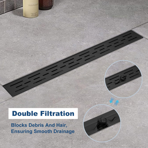 Offerta Speciale: <span class=keywords><strong>Scarico</strong></span> Doccia Lineare Nero Opaco da 24 Pollici con Griglia a Motivo Mattoni in Acciaio Inox 304, <span class=keywords><strong>Scarico</strong></span> Rettangolare per Bagno - Product Image 4