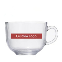 Ventes en gros de tasses en verre transparent personnalisées avec logo, 16 oz, avec poignée, gobelet à boire transparent, cadeau, tasse à eau en verre pour café, thé, lait