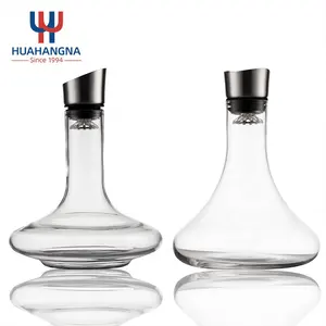 1800ml 60oz Quick Hand Made Transparent Crystal Glass Wine Decanter And Red Wine Carafe With Aerator