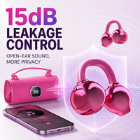 Écouteurs intra-auriculaires X22 OWS à conduction osseuse 6.0 ENC avec affichage numérique, anti-choc, ajustement auriculaire asiatique, étui LED rose