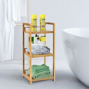 Estante de Almacenamiento de Baño Moderno de Bambú, Tipo Soporte, Multifuncional, para Sala de Estar, Dormitorio, Cocina, Ahorro de Espacio - Product Image 1