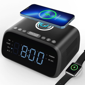 Home Bedside Hotel Custom Portable CD Player LED Night <b>Light</b> <b>Wireless</b> Charging Music Player Digital Alarm Clock Speaker - Product Image 1