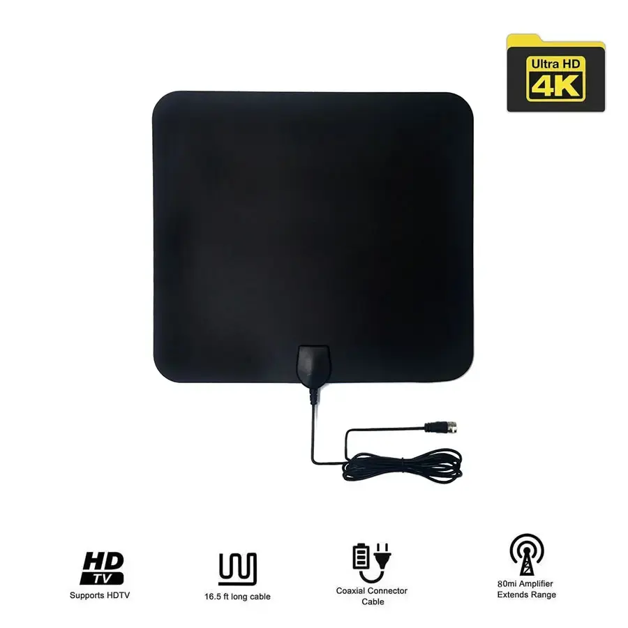 Цифровая антенна Antena TV для помещений, 1500 миль, усиленная антенна HDTV 4K DVB-T2 Freeview isdb-tb, локальное вещание