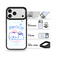Coque de téléphone AG Feeling Black Edge avec motif chien mignon doré pour iPhone 17, 17 Pro Max, 16 Pro, 15 – Coque magnétique