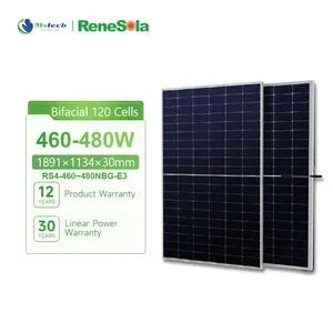 Europe Rotterdam Entrepôt Stock Renesola Panneau de module solaire tout noir Bifacial 460W 465W 470W 475W 480W Panneaux PV demi-cellule