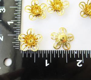 Latón <span class=keywords><strong>Doble</strong></span> Pétalo <span class=keywords><strong>Portulaca</strong></span> Grandiflora <span class=keywords><strong>Flor</strong></span> 19,5mm Filigrana Hallazgo - Product Image 4