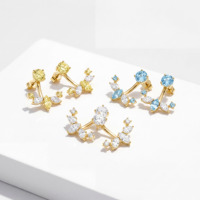 Boucles d'oreilles clous en zircon plaqué or, design géométrique minimaliste, pierres rondes et marquise, bijoux fantaisie en gros