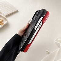 Funda de Teléfono de Cuero Croc de Color Sólido Resistente a Golpes para iPhone