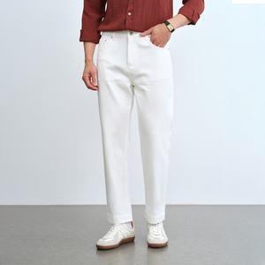 بنطلون جينز رجالي أبيض من الرامي بتصميم كلاسيكي أنيق للخريف، سروال كاجوال بسيط متعدد الاستخدامات مصنوع في الصين - Product Image 6