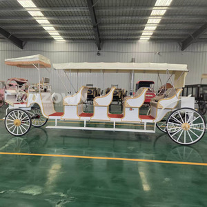 Carruaje Eléctrico Blanco de 4 Filas, Estilo Inglés, para Paseos Turísticos, sin Caballos - Product Image 2