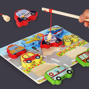 3-em 1 de madeira Animal Car String Line Shape Magnet Board Early Education Building Blocks Set Brinquedos Educativos para Crianças Meninos Meninas - Product Image 2